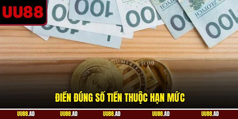 Điền đúng số tiền thuộc hạn mức